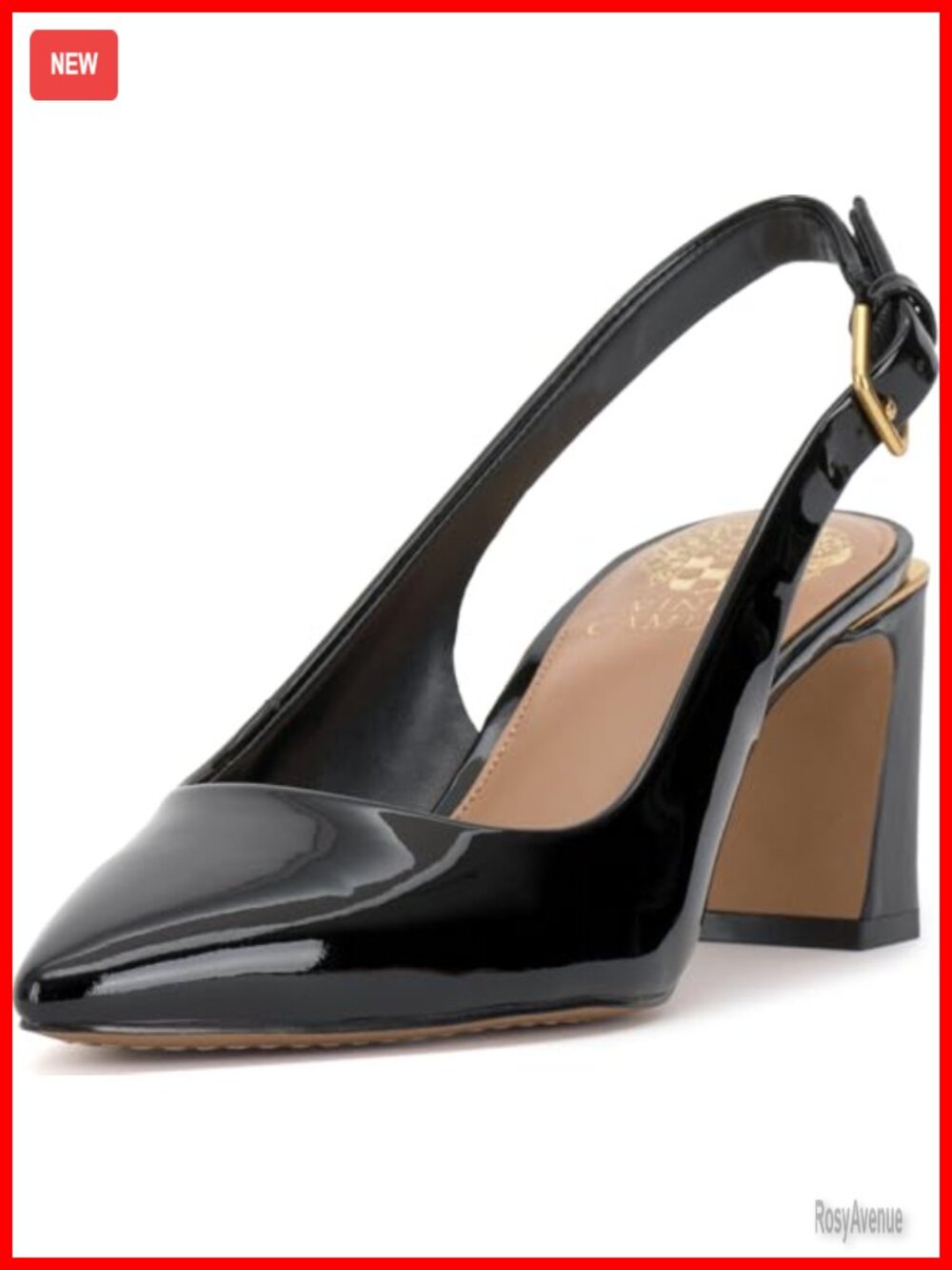 Vince Camuto Hamden Slingback Pump Pointed Toe Block Heel Padded Buckle Women's